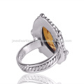 Natürlicher Citrin Edelstein 925 Sterling Silber Ring Schmuck